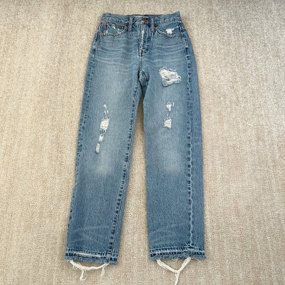 Madewell Denim - Madewell Classic Straight Jeans Destructed Edition 24 Blue